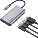 Belkin USB-C Hub, 4-in-1 Multi-Port Laptop Dock with 4K HDMI, USB-C Docking Station with 100 Watt Pass-Through Power Delivery, 2 x USB-A Ports for MacBook Pro, Air, iPad Pro, Chromebook, & More